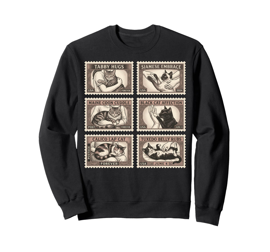 Cat Stamps Collection Feline Lover Sweatshirt - Novelty Apparel Men Women - T-Shirt, Sweatshirt, Hoodie