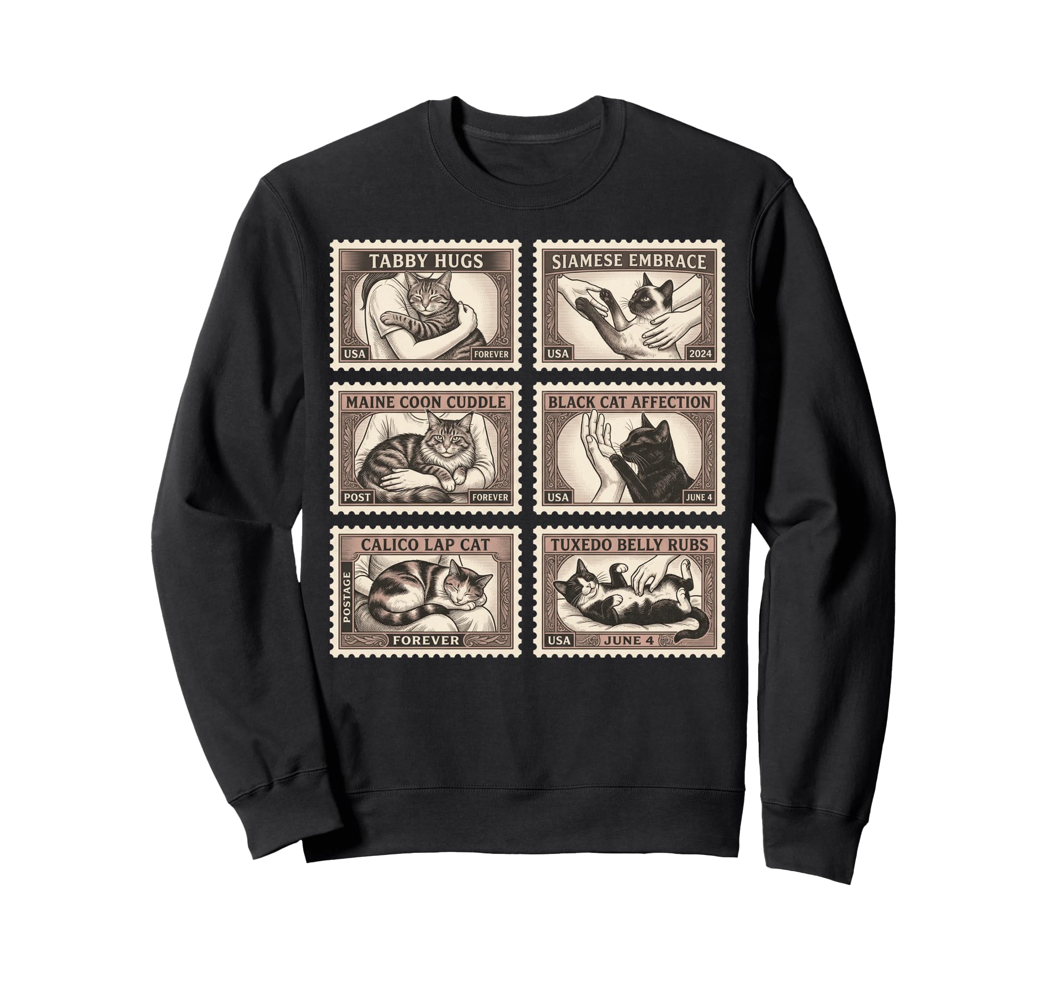 Cat Stamps Collection Feline Lover Sweatshirt - Novelty Apparel Men Women - T-Shirt, Sweatshirt, Hoodie