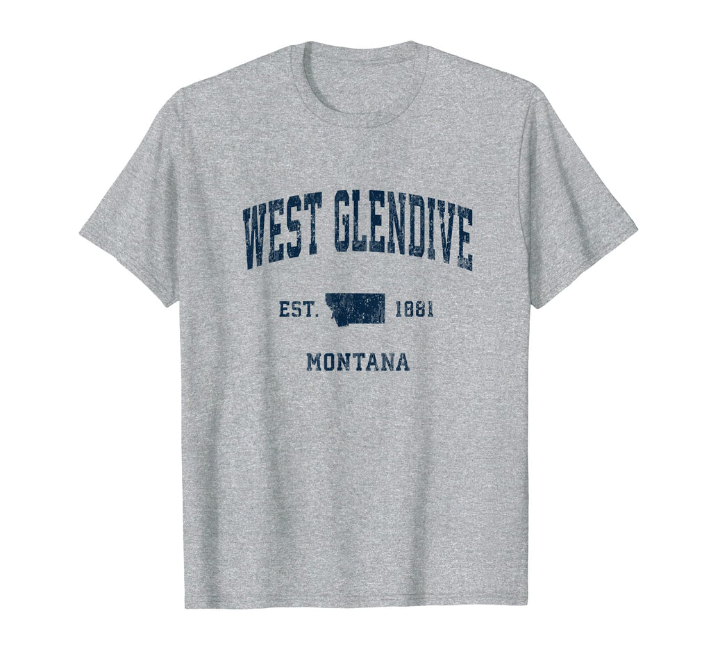 West Glendive Montana Mt Athletic Navy T-Shirt - Graphic Print Men Women - T-Shirt, Sweatshirt, Hoodie