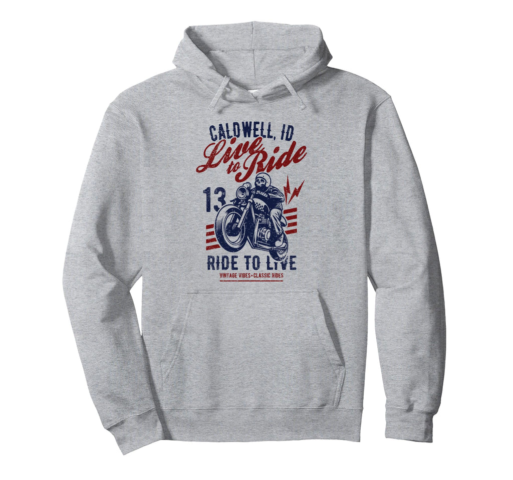 Caldwell Idaho Motorcycle Skull Hoodie - Fun Novelty Design for Adults - T-Shirt, Sweatshirt, Hoodie