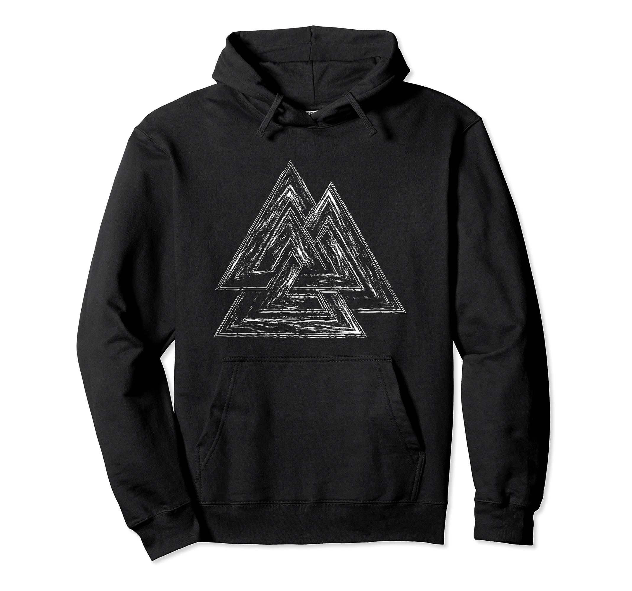 Viking Rune Symbol Distressed Valknut Hoodie - Graphic Print Men Women - T-Shirt, Sweatshirt, Hoodie