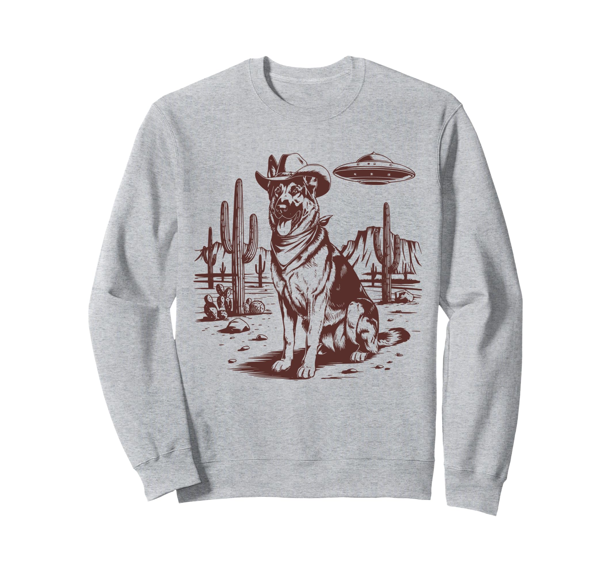 German Shepherd Ufo Western Alien 90S Sweatshirt - Minimalist Print Unisex - T-Shirt, Sweatshirt, Hoodie
