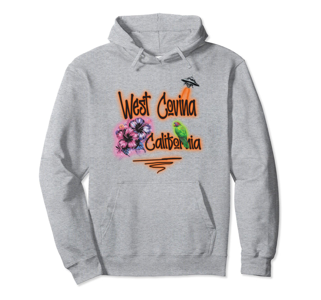 West Covina California Surfer Airbrush Hoodie - Trendy Graphic for Adults - T-Shirt, Sweatshirt, Hoodie