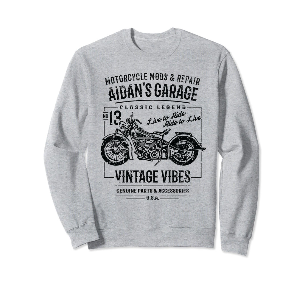 Aidans Garage Motorcycle Name Aidan Sweatshirt - Trendy Graphic Men Women - T-Shirt, Sweatshirt, Hoodie