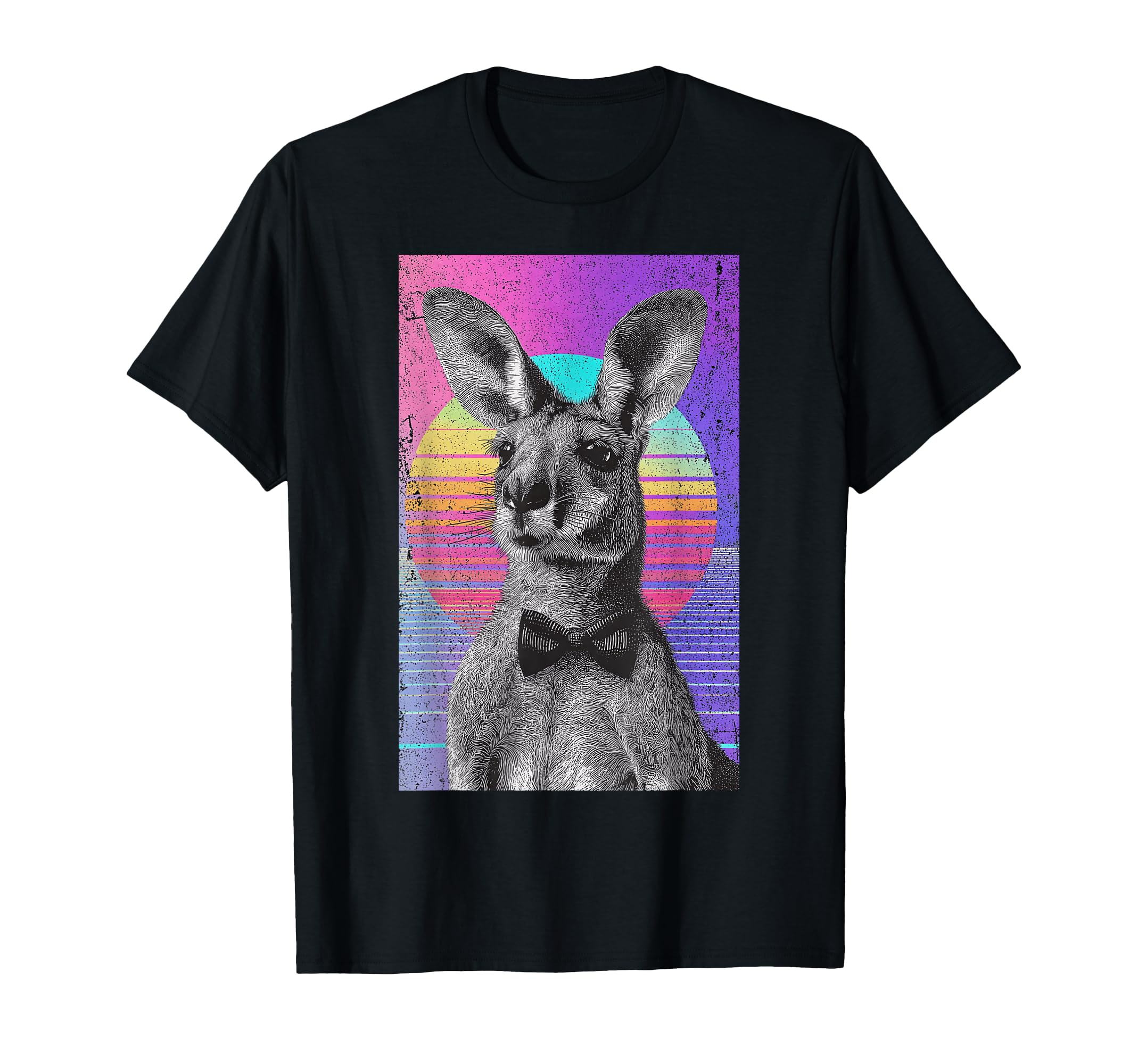 Funny Kangaroo Bow Tie 80S Synthwave T-Shirt - Trendy Graphic Men Women - T-Shirt, Sweatshirt, Hoodie