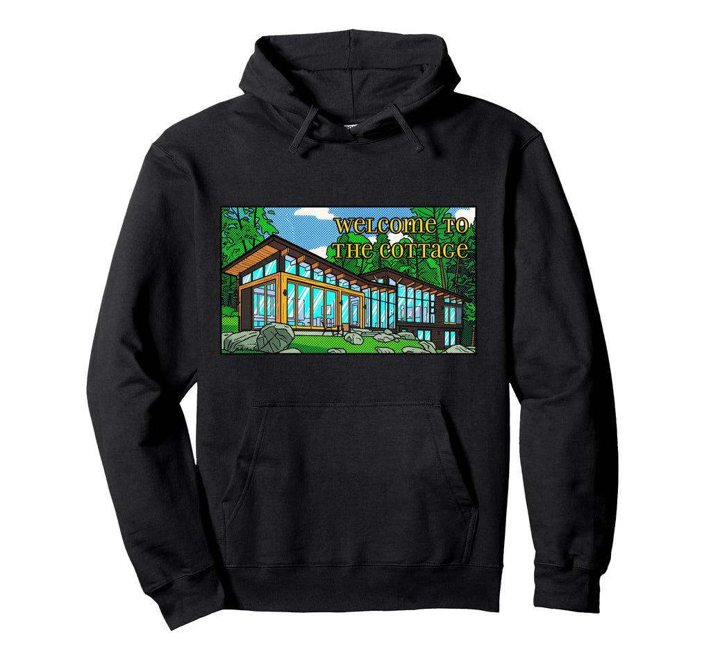 Modern Pop Art Forest Cabin Mid Century Hoodie - Novelty Apparel Unisex - T-Shirt, Sweatshirt, Hoodie