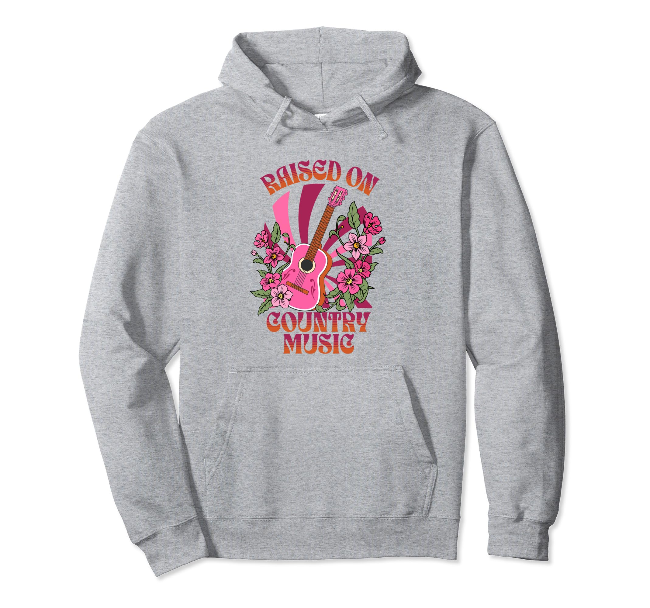 Groovy Western Rodeo Guitar Raised Hoodie - Graphic Print Men Women - T-Shirt, Sweatshirt, Hoodie