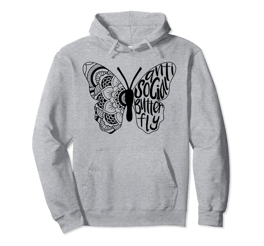 Anti Social Butterfly Introvert Funny Hoodie - Unique Graphic Unisex - T-Shirt, Sweatshirt, Hoodie