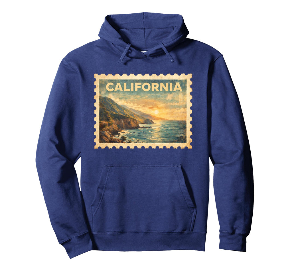 California Travel Stamp Art Hoodie - Graphic Print Unisex - T-Shirt, Sweatshirt, Hoodie