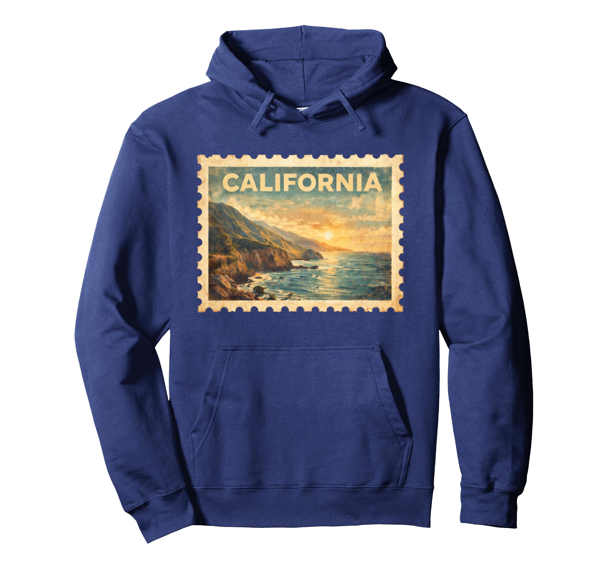 California Travel Stamp Art Hoodie - Graphic Print Unisex - T-Shirt, Sweatshirt, Hoodie
