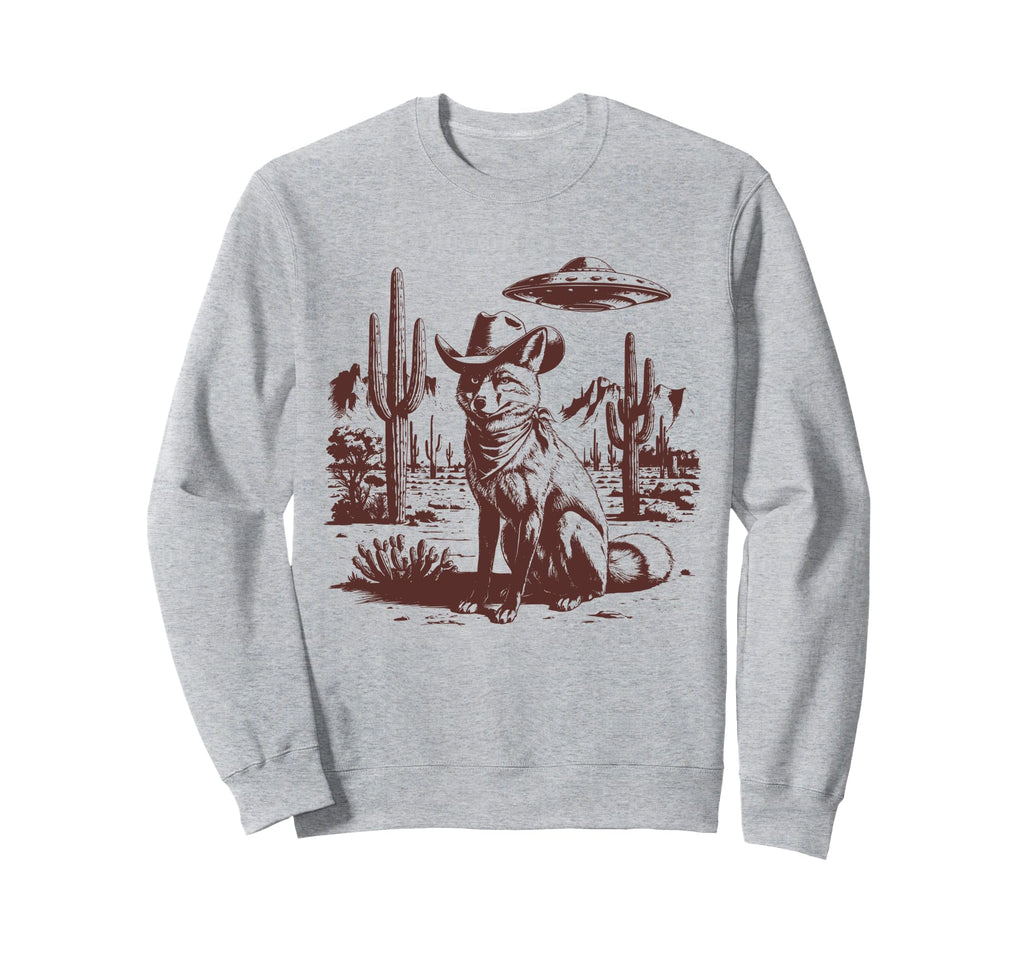 Fox Ufo Western Alien 90S Cowboy Sweatshirt - Casual Everyday Wear Unisex - T-Shirt, Sweatshirt, Hoodie