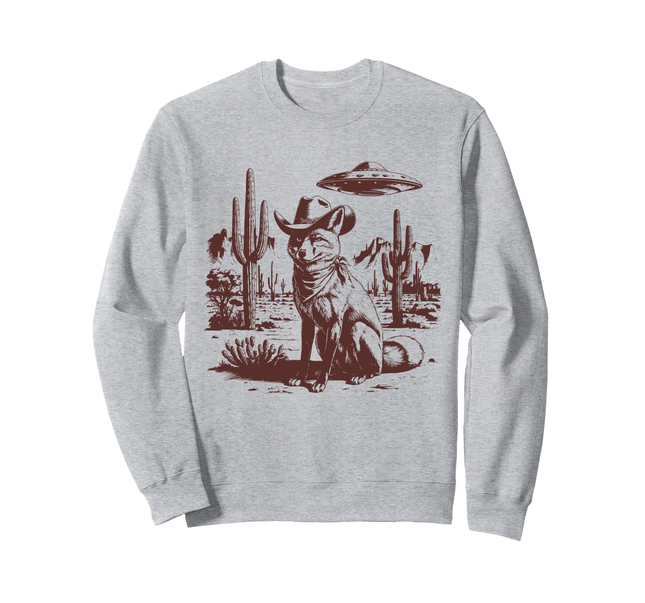 Fox Ufo Western Alien 90S Cowboy Sweatshirt - Casual Everyday Wear Unisex - T-Shirt, Sweatshirt, Hoodie