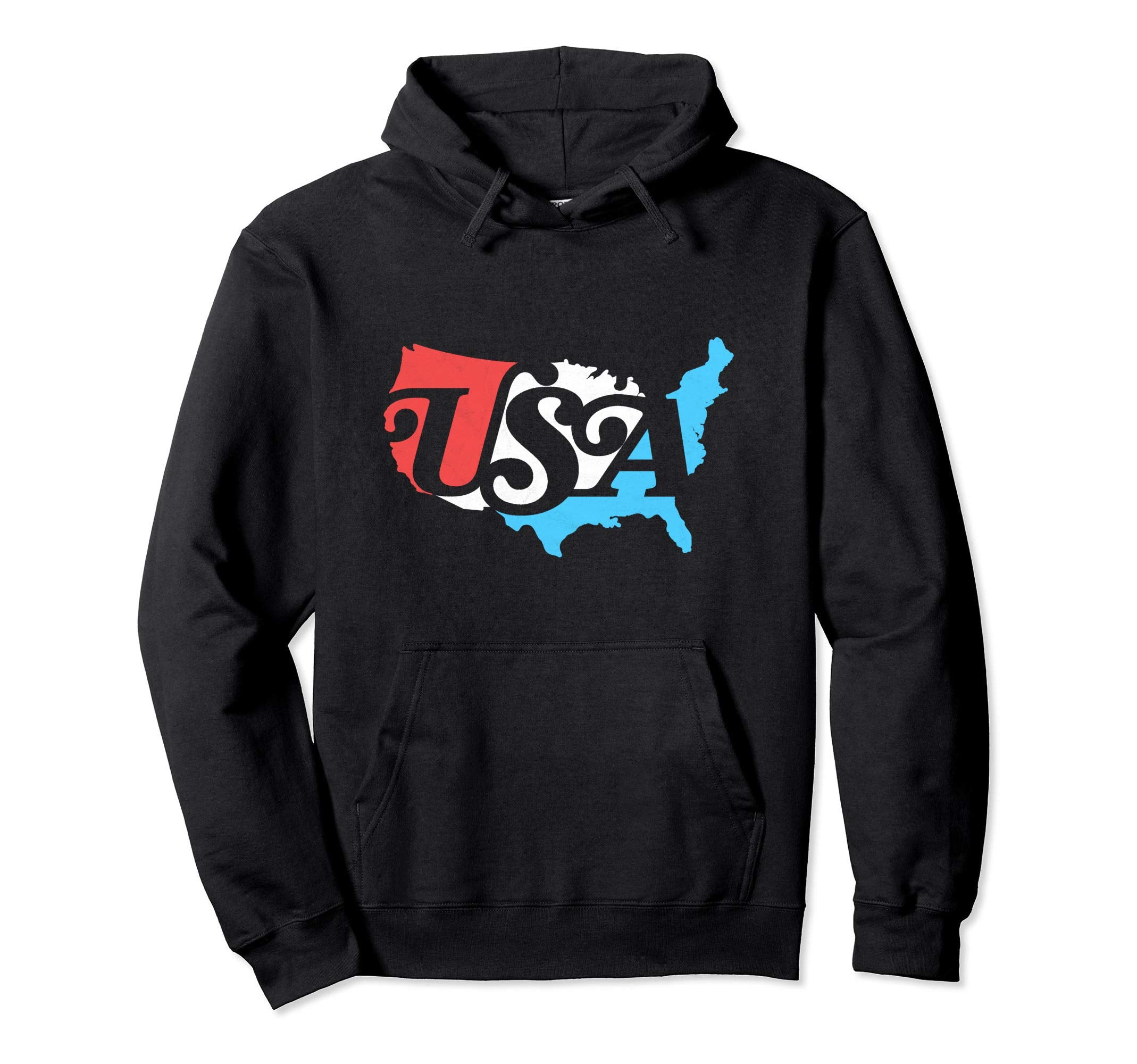 Usa Map Typography Patriotic 4Th July Hoodie - Novelty Apparel Unisex - T-Shirt, Sweatshirt, Hoodie