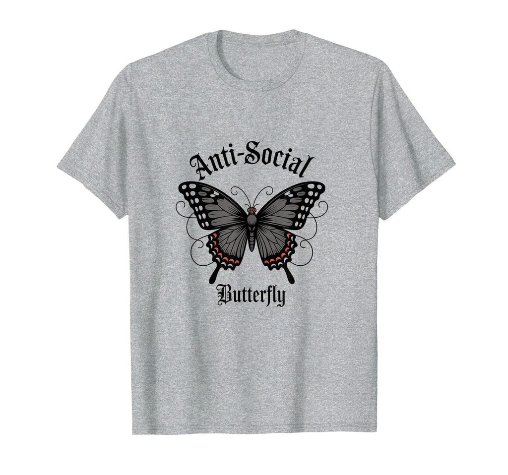 Antisocial Gothic Butterfly Aesthetic T-Shirt - Minimalist Print Unisex - T-Shirt, Sweatshirt, Hoodie