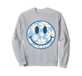 Blue Happy Face Checkered Pattern Sweatshirt - Minimalist Print Men Women - T-Shirt, Sweatshirt, Hoodie