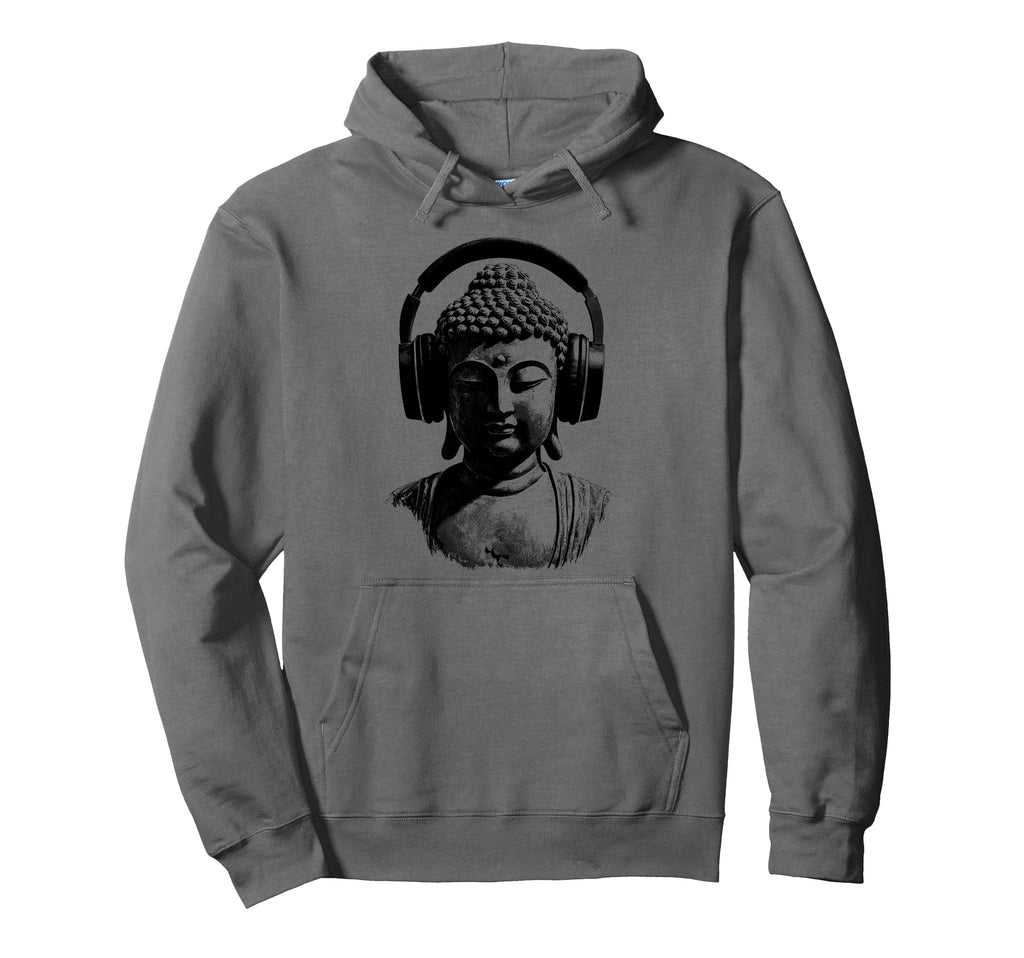 Buddha Headphones Mindfulness Music Boho Hoodie - Unique Graphic Unisex - T-Shirt, Sweatshirt, Hoodie