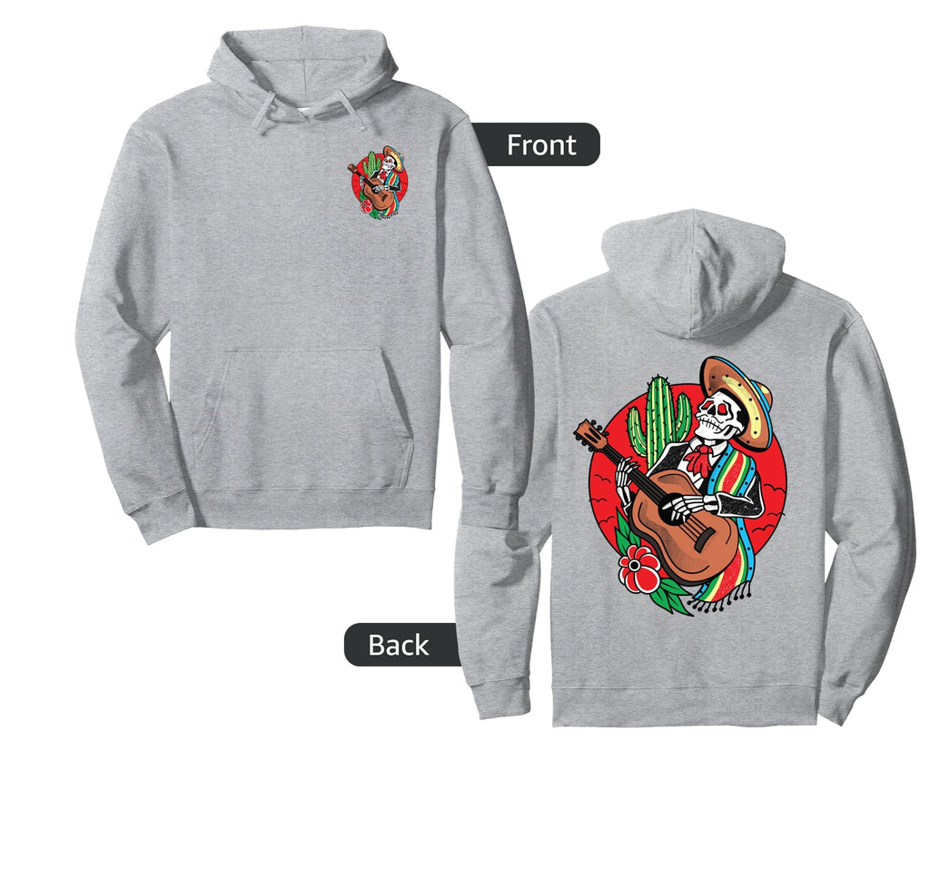 Mexican Skeleton Mariachi American Hoodie - Fun Novelty Design for Adults - T-Shirt, Sweatshirt, Hoodie