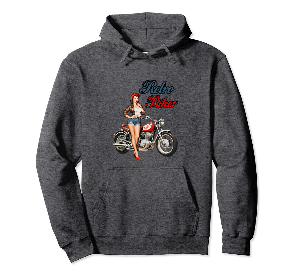 Biker Motorcycle Pin Up Hoodie - Fun Novelty Design for Adults - T-Shirt, Sweatshirt, Hoodie