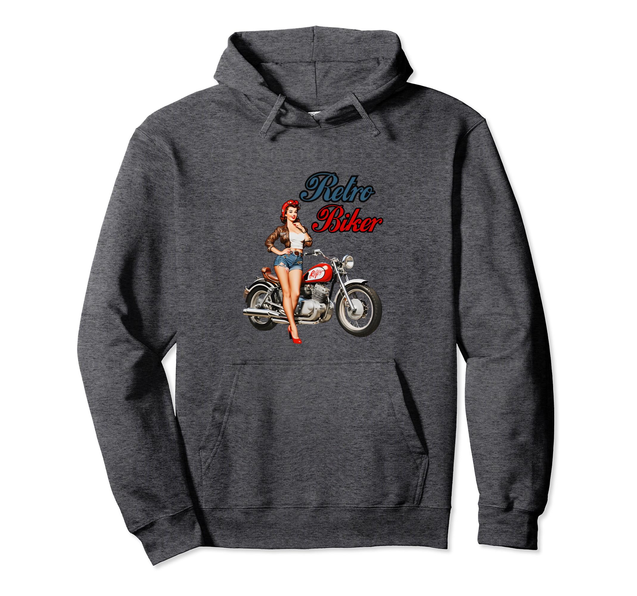 Biker Motorcycle Pin Up Hoodie - Fun Novelty Design for Adults - T-Shirt, Sweatshirt, Hoodie