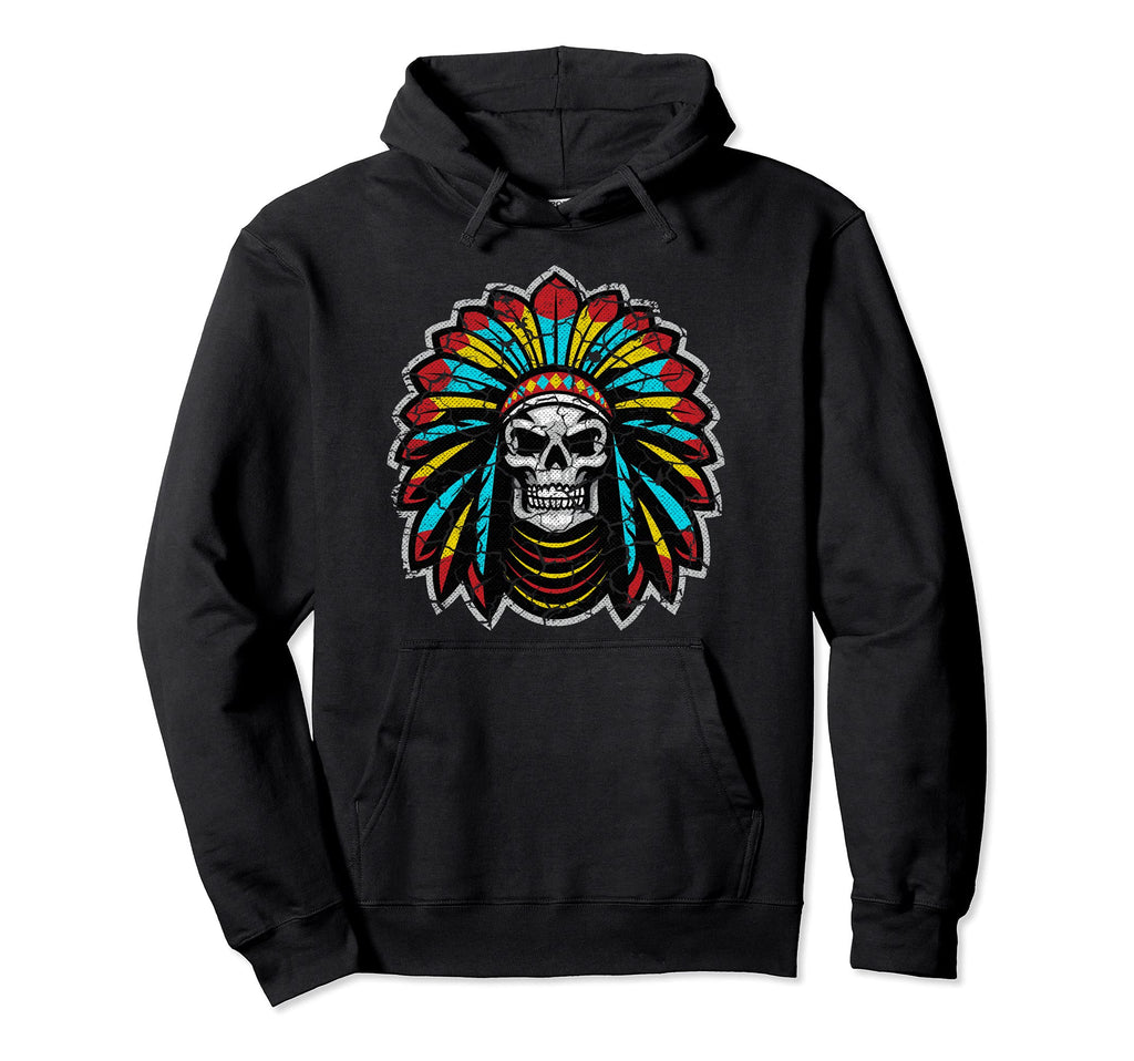 Native American Indian Chief Skull Cycle Hoodie - Unique Graphic Men Women - T-Shirt, Sweatshirt, Hoodie