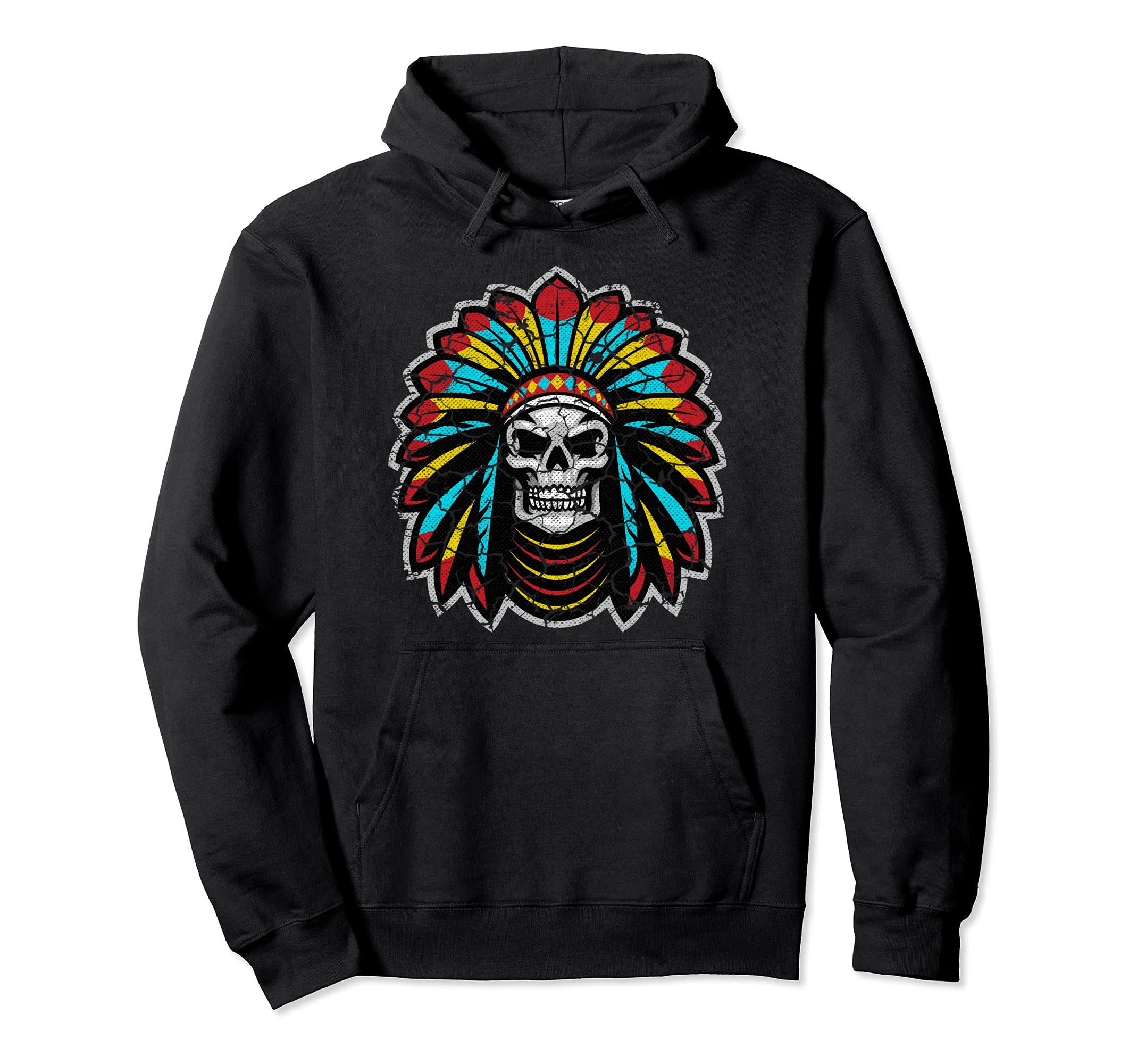 Native American Indian Chief Skull Cycle Hoodie - Unique Graphic Men Women - T-Shirt, Sweatshirt, Hoodie