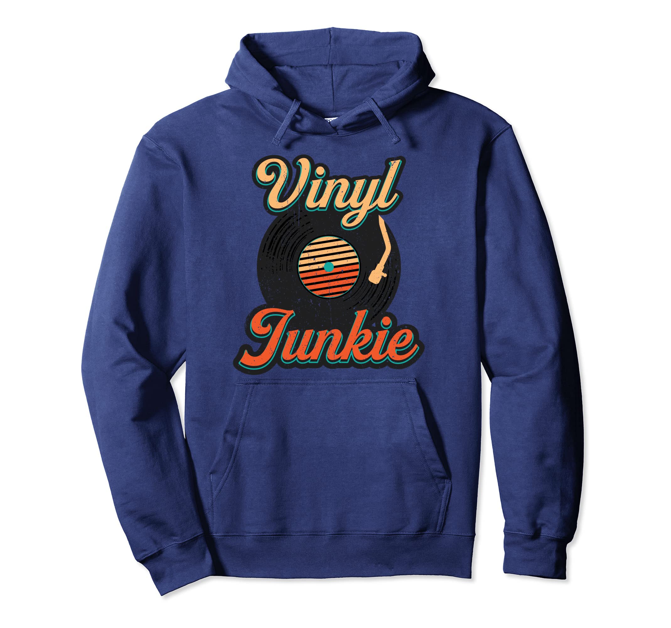 Vinyl Junkie Vinyl Record Analogue Hoodie - Fun Novelty Design Men Women - T-Shirt, Sweatshirt, Hoodie