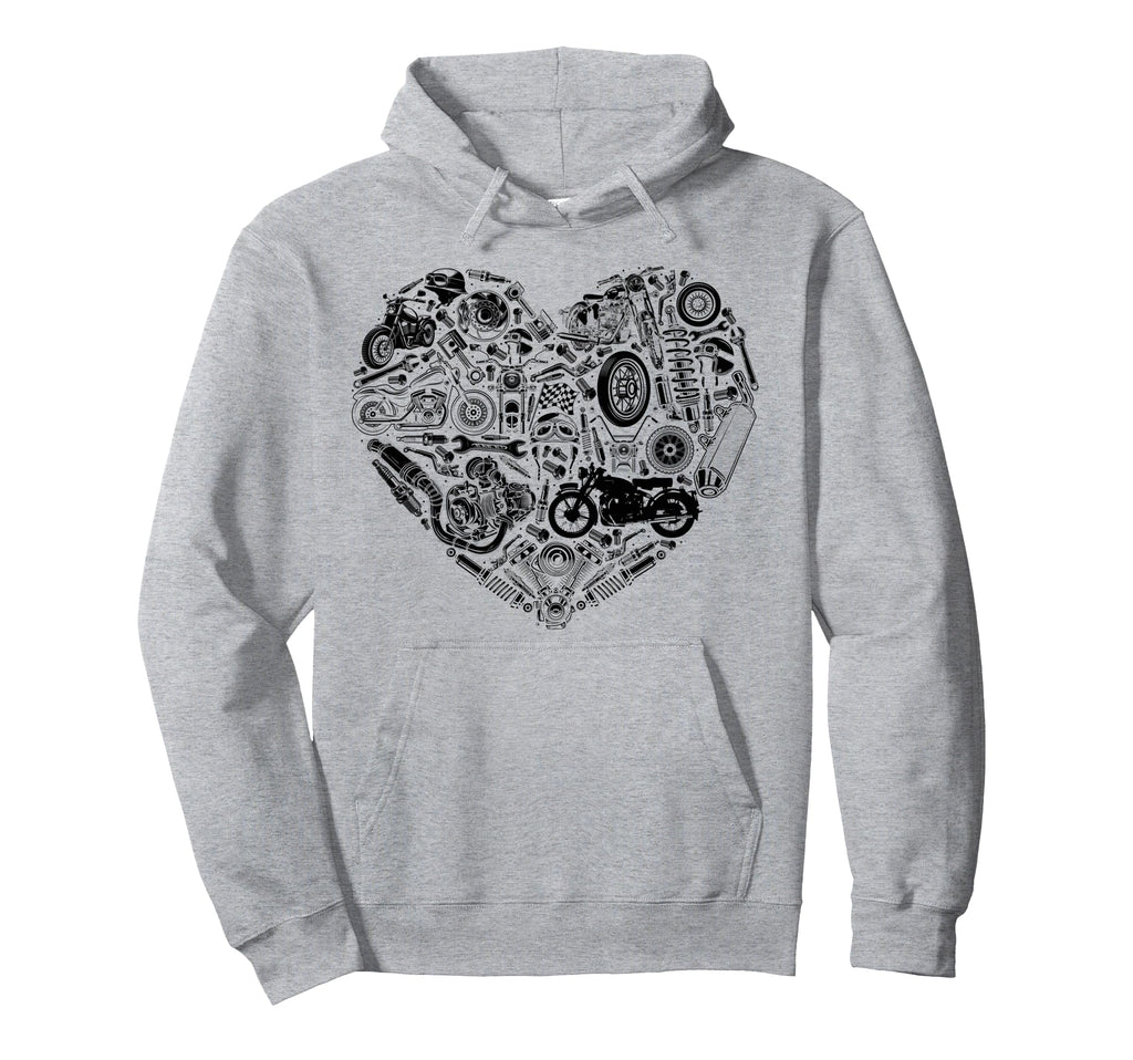 Motorcycle Biker Heart Hoodie - Unique Graphic Unisex - T-Shirt, Sweatshirt, Hoodie