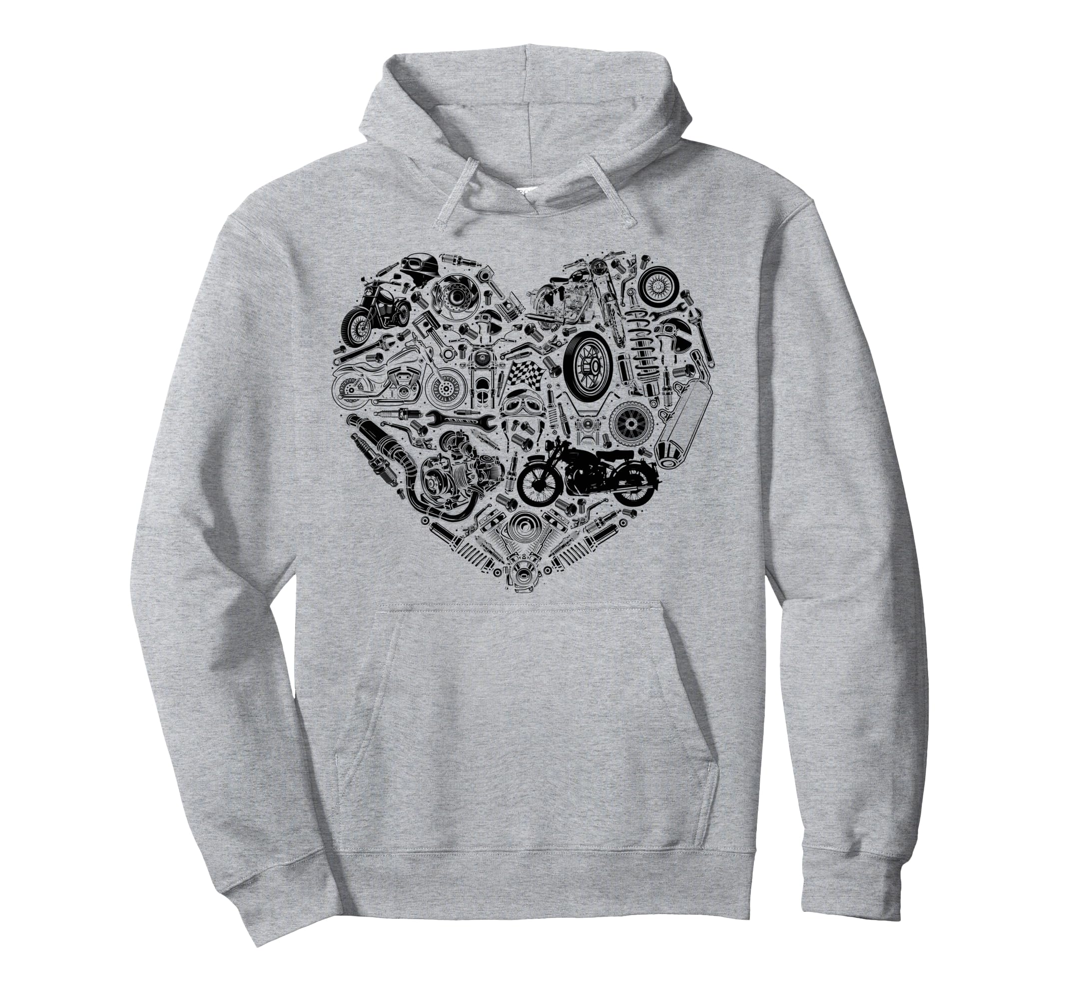 Motorcycle Biker Heart Hoodie - Unique Graphic Unisex - T-Shirt, Sweatshirt, Hoodie