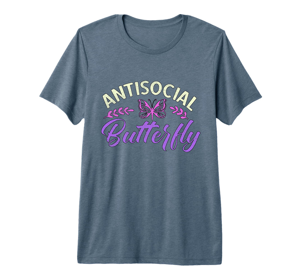 Antisocial Butterfly Pretty Tri Blend T-Shirt - Minimalist Print Unisex - T-Shirt, Sweatshirt, Hoodie