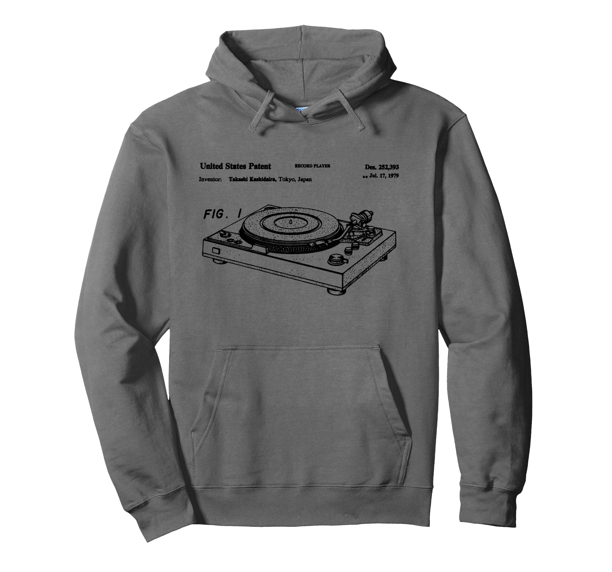Vinyl Record Player Patent Blueprint Dj Hoodie - Graphic Print Men Women - T-Shirt, Sweatshirt, Hoodie