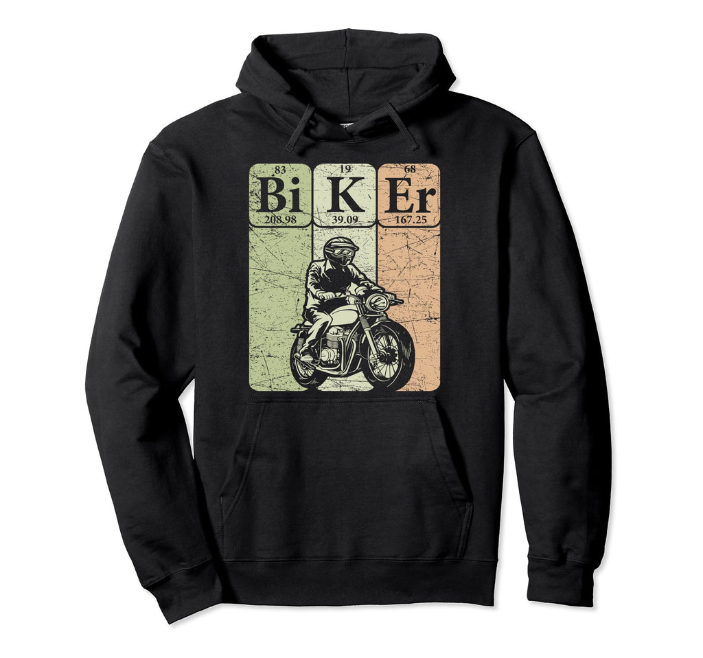 Biker Periodic Table Elements Hoodie - Unique Graphic for Adults - T-Shirt, Sweatshirt, Hoodie