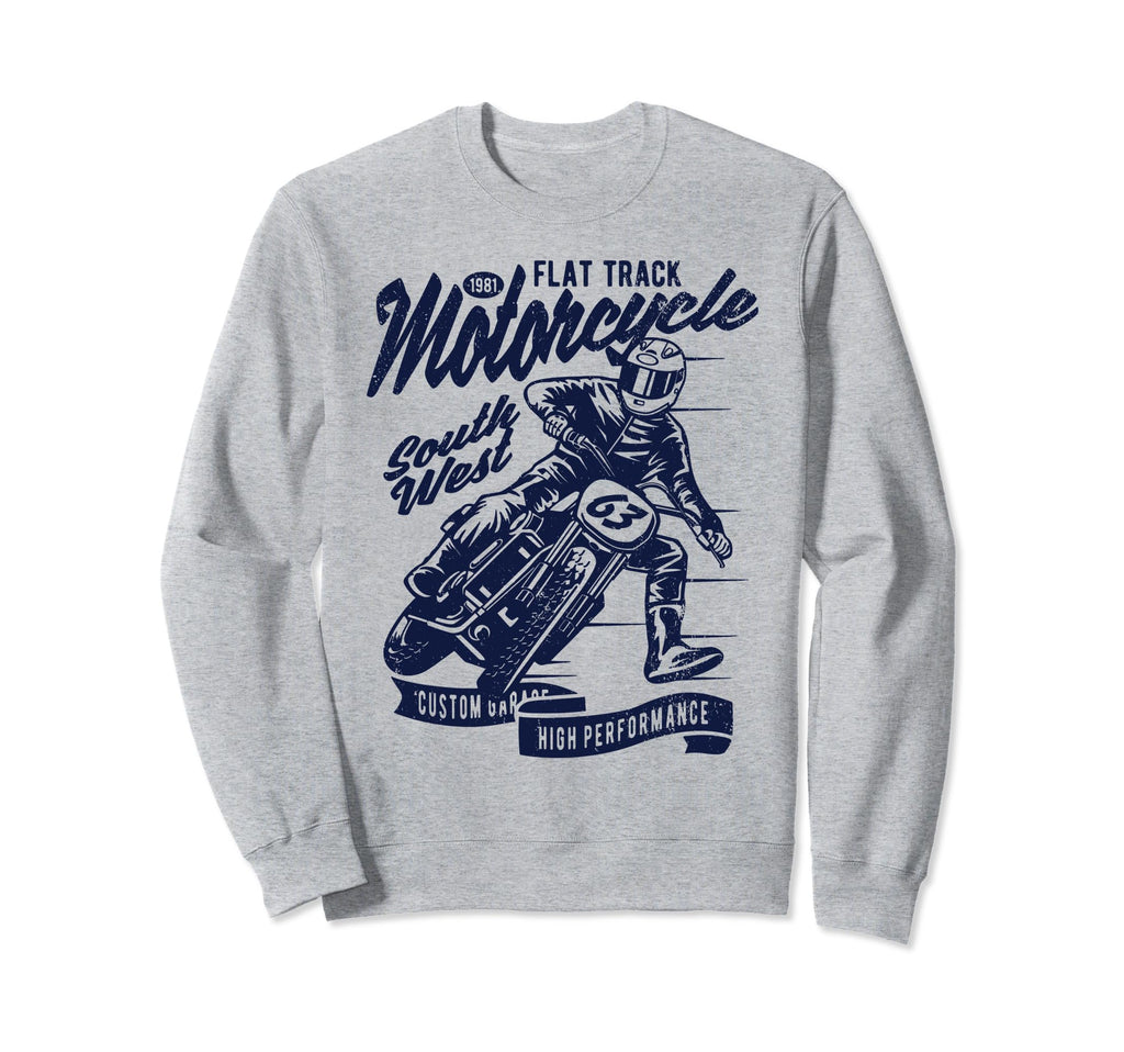 Flat Track Motorcycle Race Sweatshirt - Aesthetic Graphic Men Women - T-Shirt, Sweatshirt, Hoodie