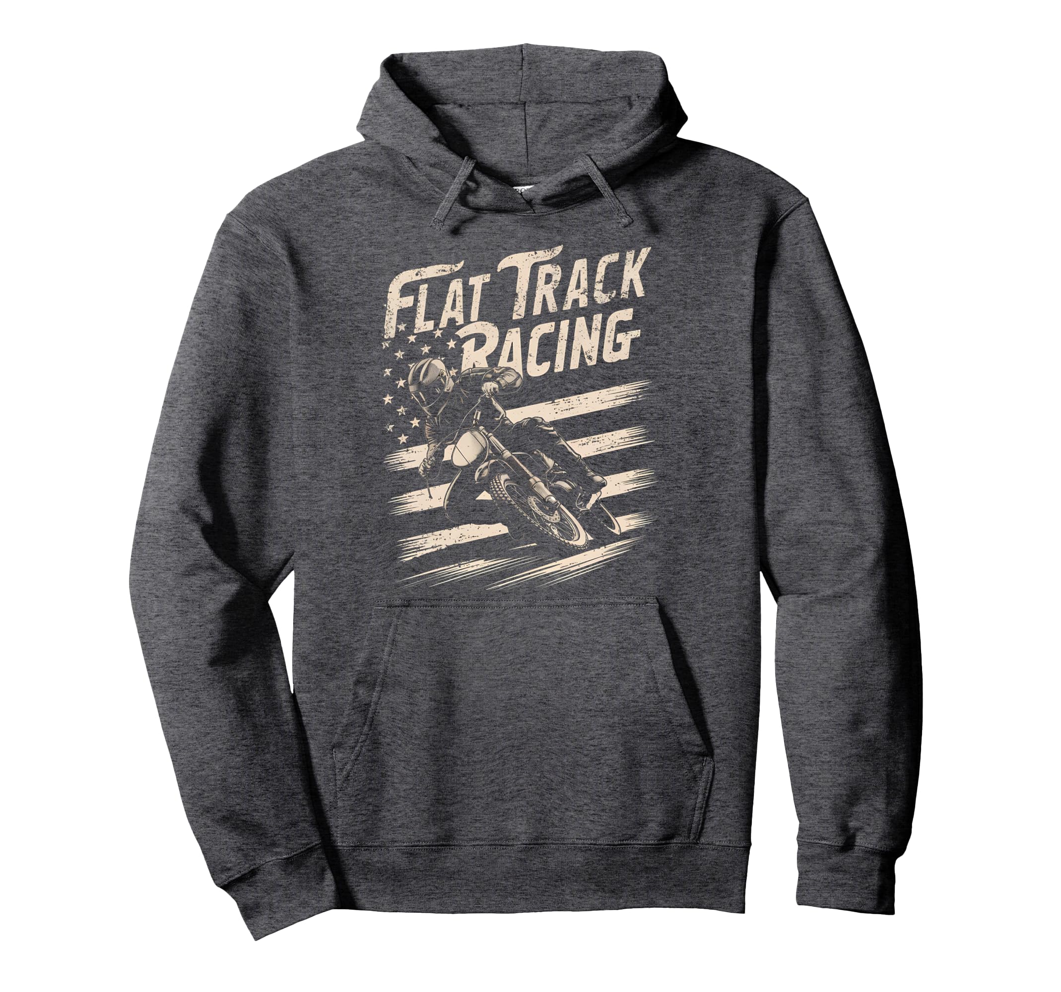 Flat Track Motorcycle Racing American Flag Hoodie - Trendy Graphic Unisex - T-Shirt, Sweatshirt, Hoodie