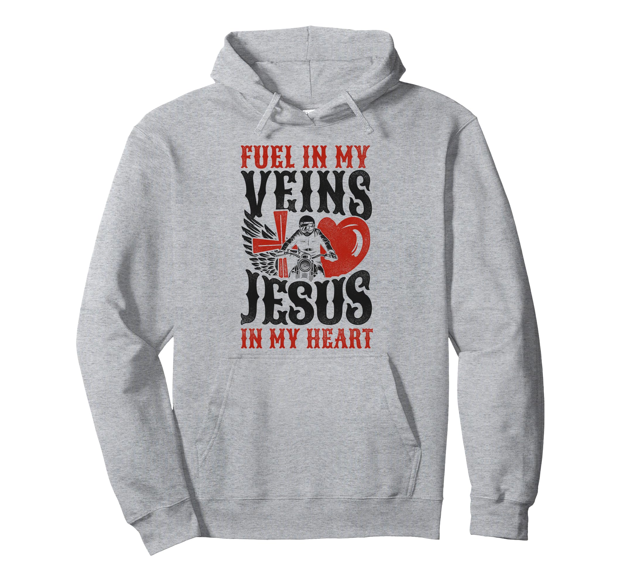 Motorcycle Biker Jesus Faith Hoodie - Fun Novelty Design for Adults - T-Shirt, Sweatshirt, Hoodie