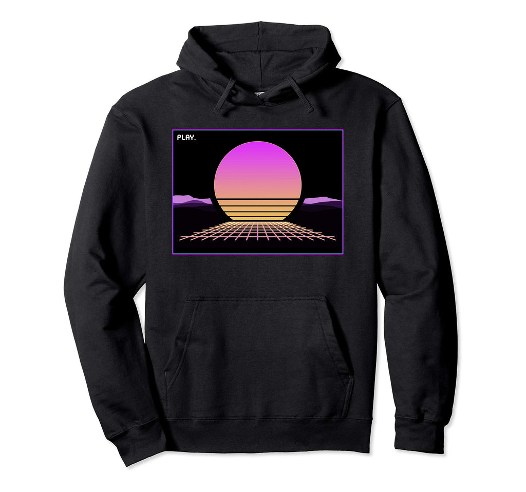 80S Digital Retrowave Synthwave Hoodie - Fun Novelty Design for Adults - T-Shirt, Sweatshirt, Hoodie
