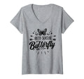 Womens Anti Social Butterfly V Neck T-Shirt - Graphic Print Men Women - T-Shirt, Sweatshirt, Hoodie