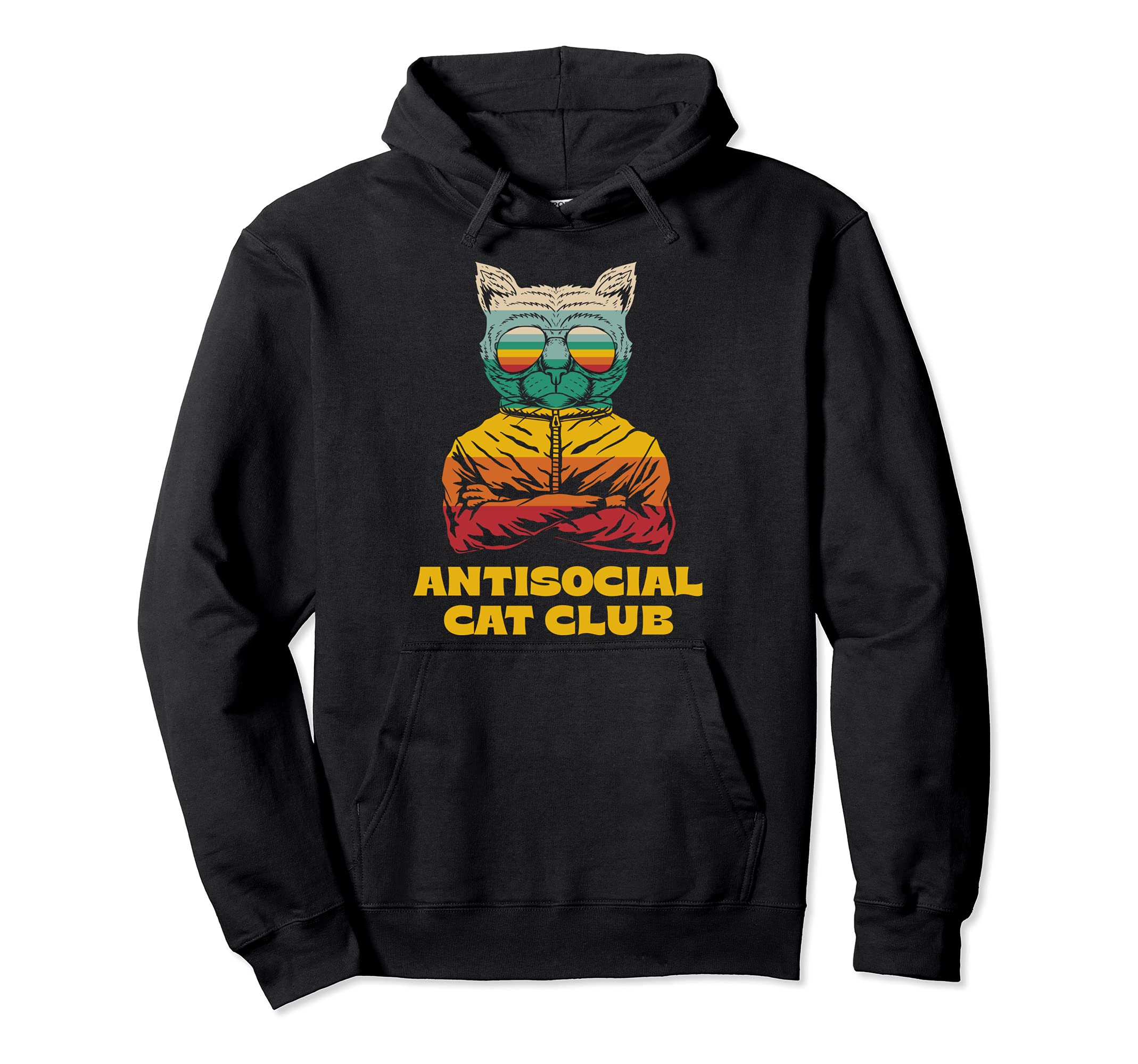 Antisocial Cat Club Introvert Cat Hoodie - Minimalist Print for Adults - T-Shirt, Sweatshirt, Hoodie