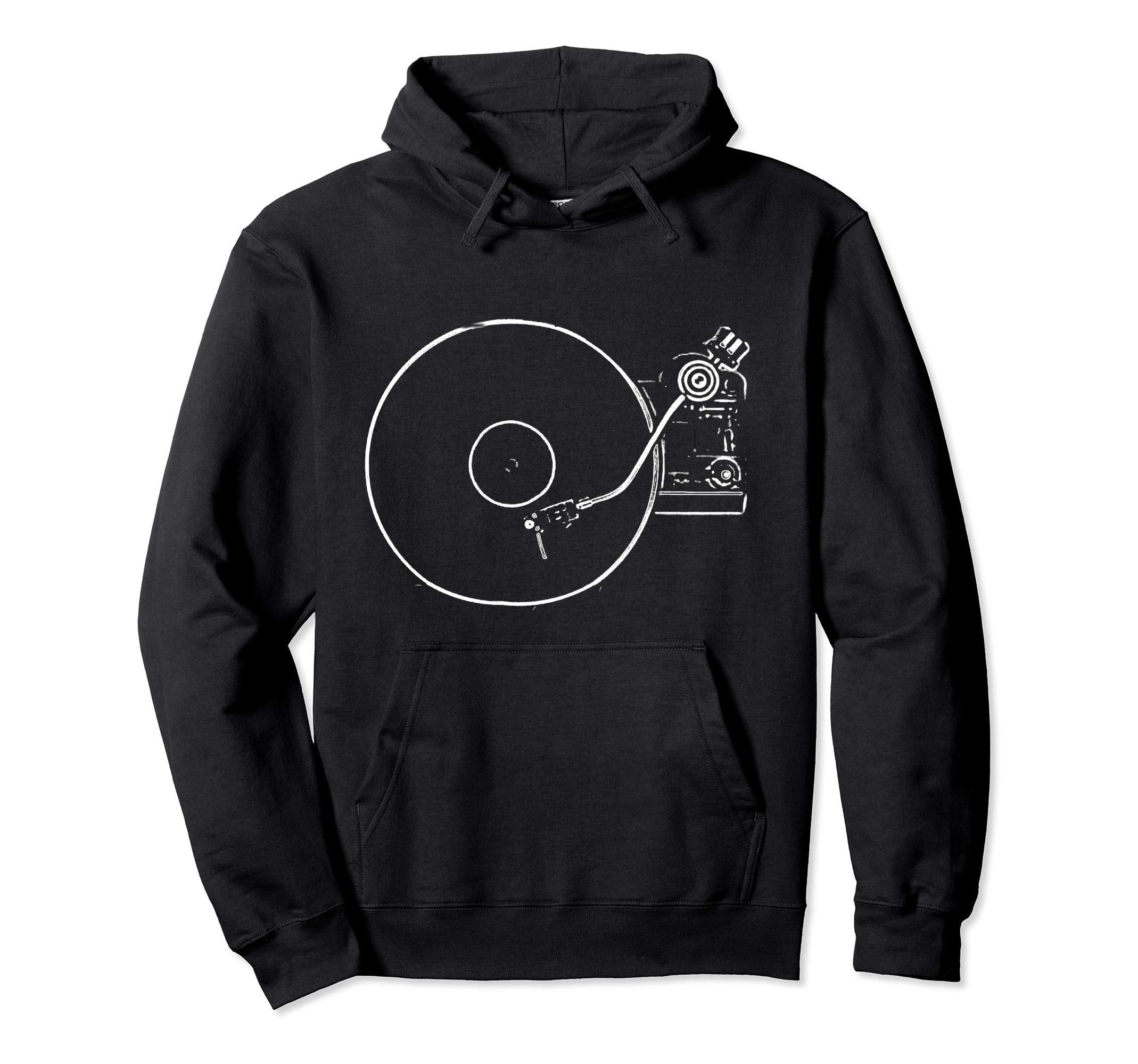 Vinyl Record Player Sketch Drawing Hoodie - Trendy Graphic for Adults - T-Shirt, Sweatshirt, Hoodie