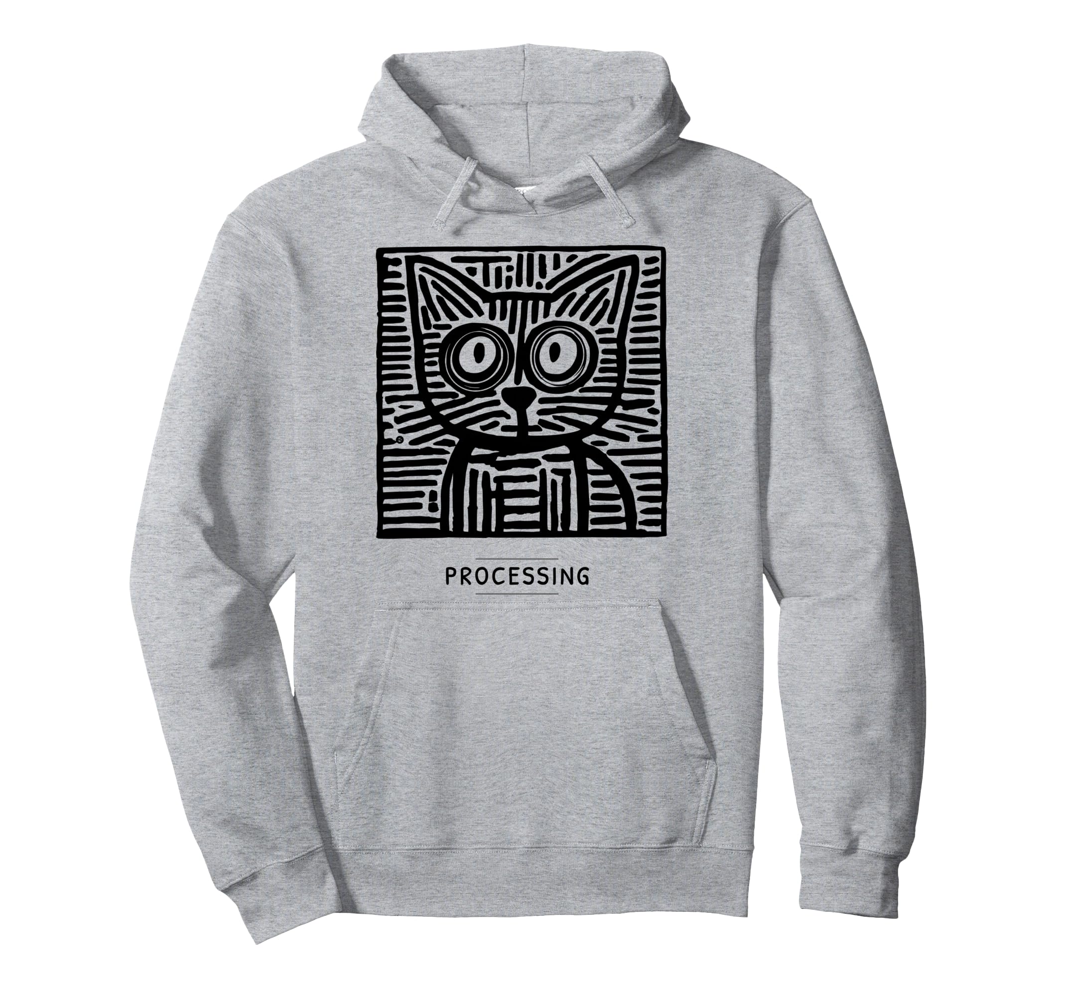 Processing Cat Meme Introvert Hoodie - Casual Everyday Wear Unisex - T-Shirt, Sweatshirt, Hoodie