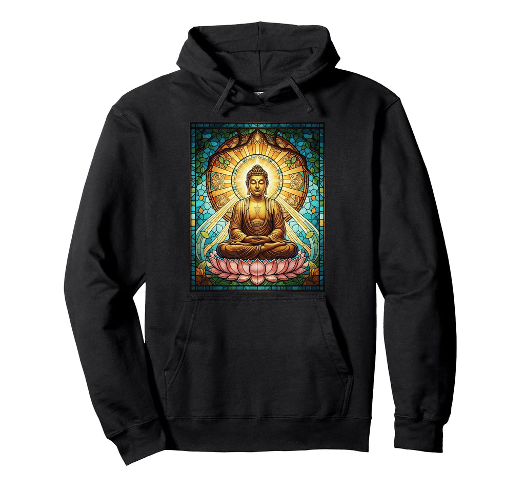 Stained Glass Buddha Zen Buddhism Hoodie - Graphic Print Men Women - T-Shirt, Sweatshirt, Hoodie