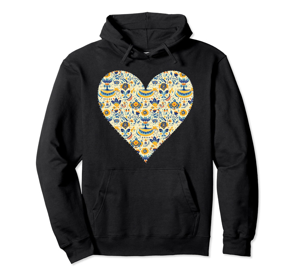 Ukrainian Flag 30S Floral Ukraine Heart Hoodie - Graphic Print Unisex - T-Shirt, Sweatshirt, Hoodie