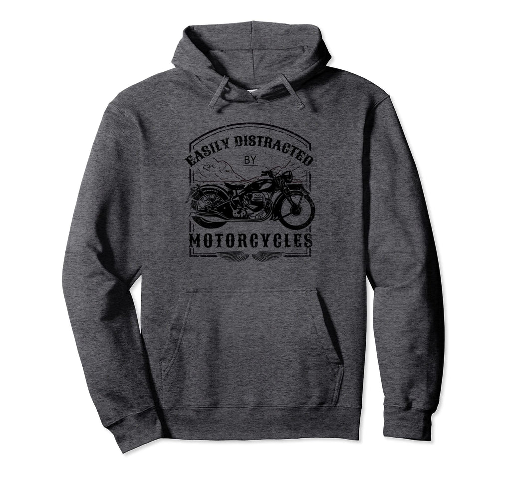 Easily Distracted Motorcycles Hoodie - Minimalist Print for Adults - T-Shirt, Sweatshirt, Hoodie