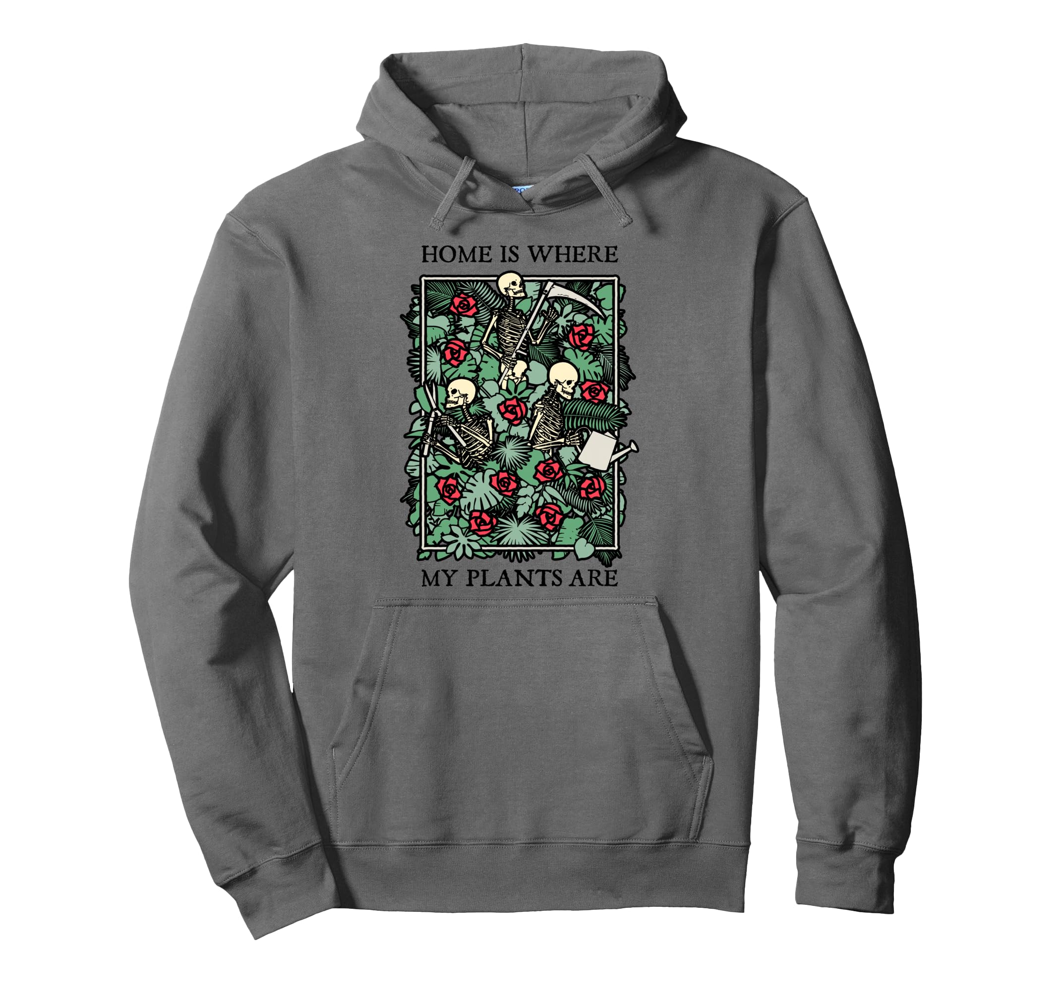 Home Is Where My Plants Are Skull Flower Hoodie - Graphic Print for Adults - T-Shirt, Sweatshirt, Hoodie