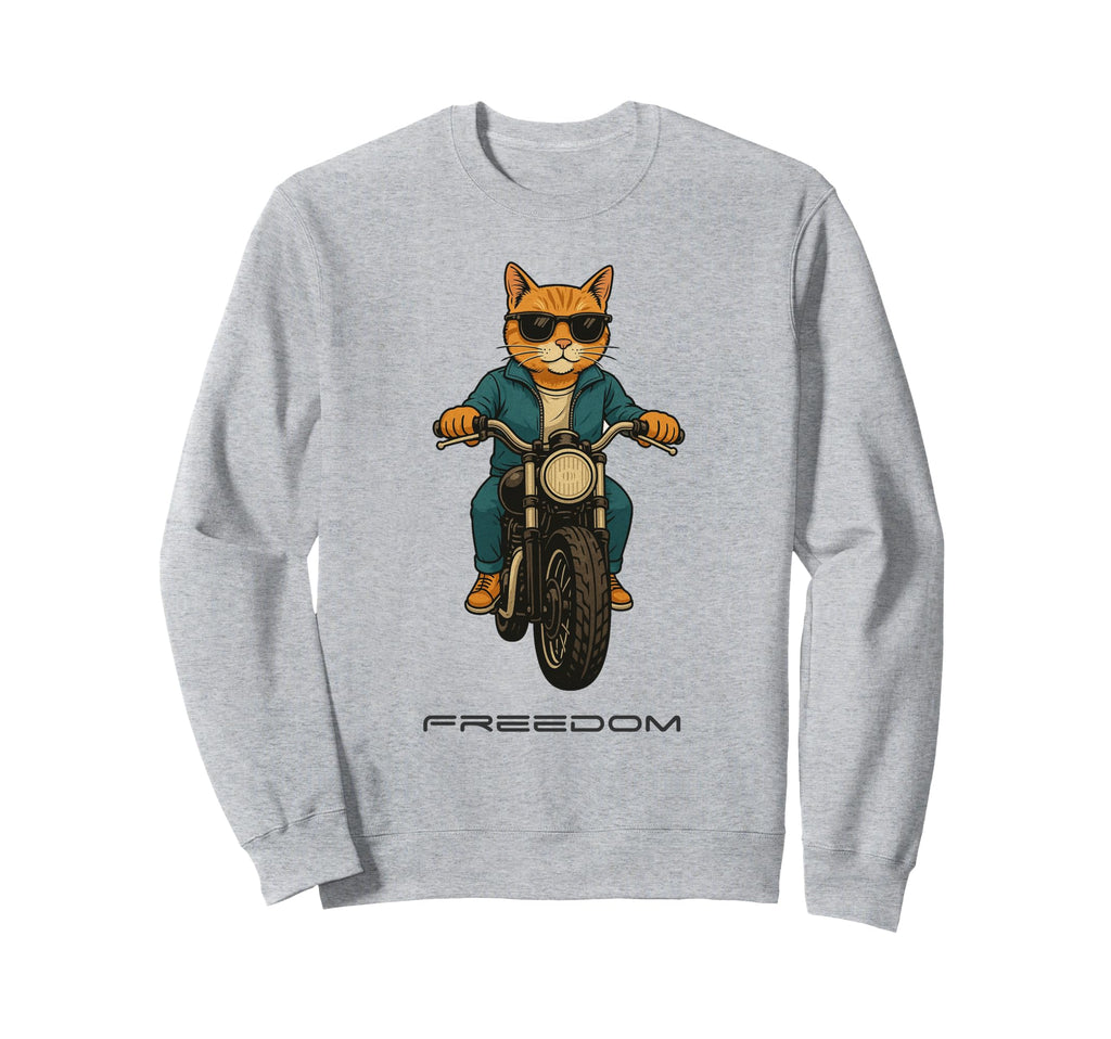 Cat Rider Stylish Cat Motorcycle Sweatshirt - Streetwear Style for Adults - T-Shirt, Sweatshirt, Hoodie