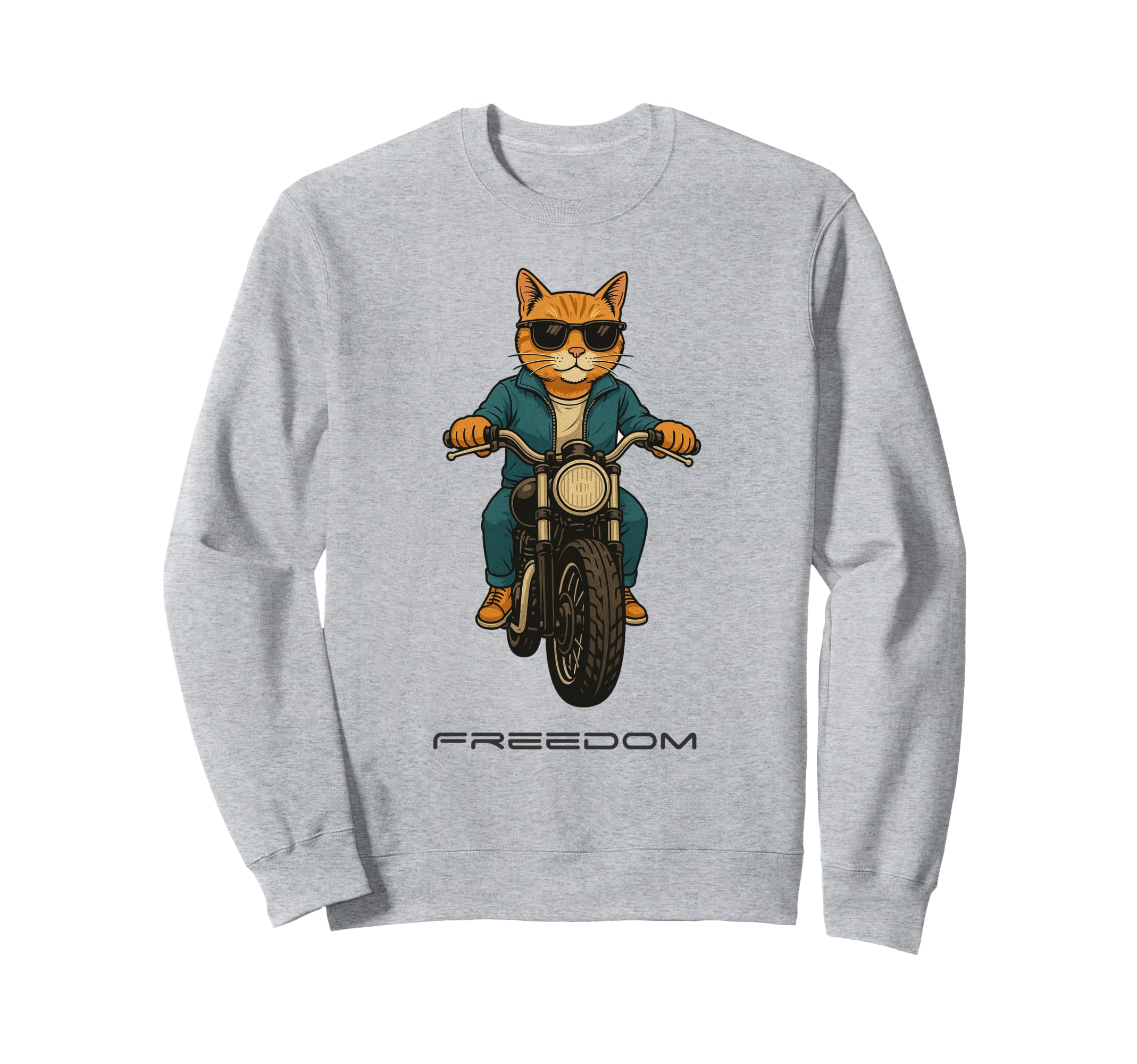 Cat Rider Stylish Cat Motorcycle Sweatshirt - Streetwear Style for Adults - T-Shirt, Sweatshirt, Hoodie