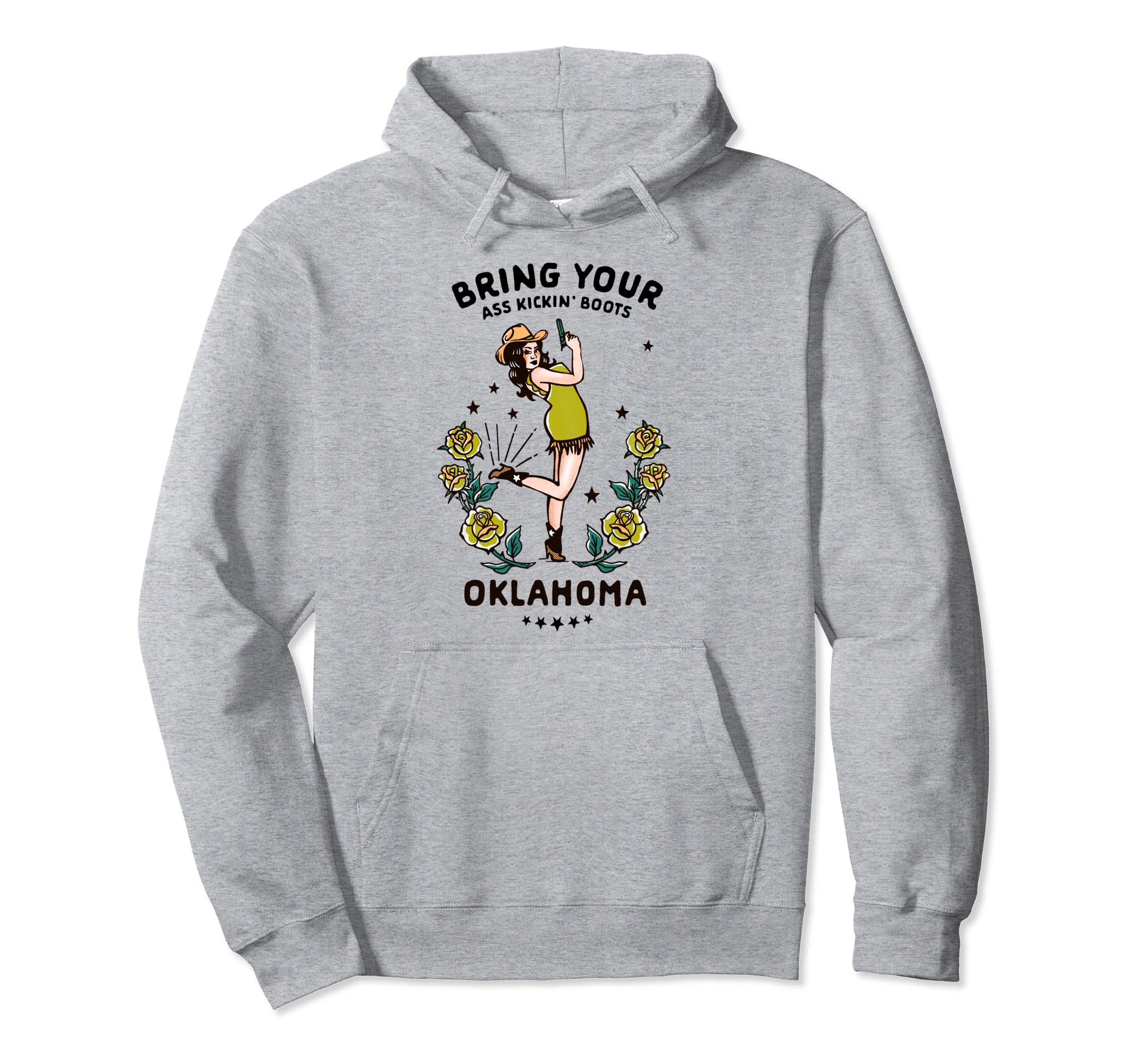 Oklahoma Western Cowgirl Ass Kicking Hoodie - Minimalist Print for Adults - T-Shirt, Sweatshirt, Hoodie