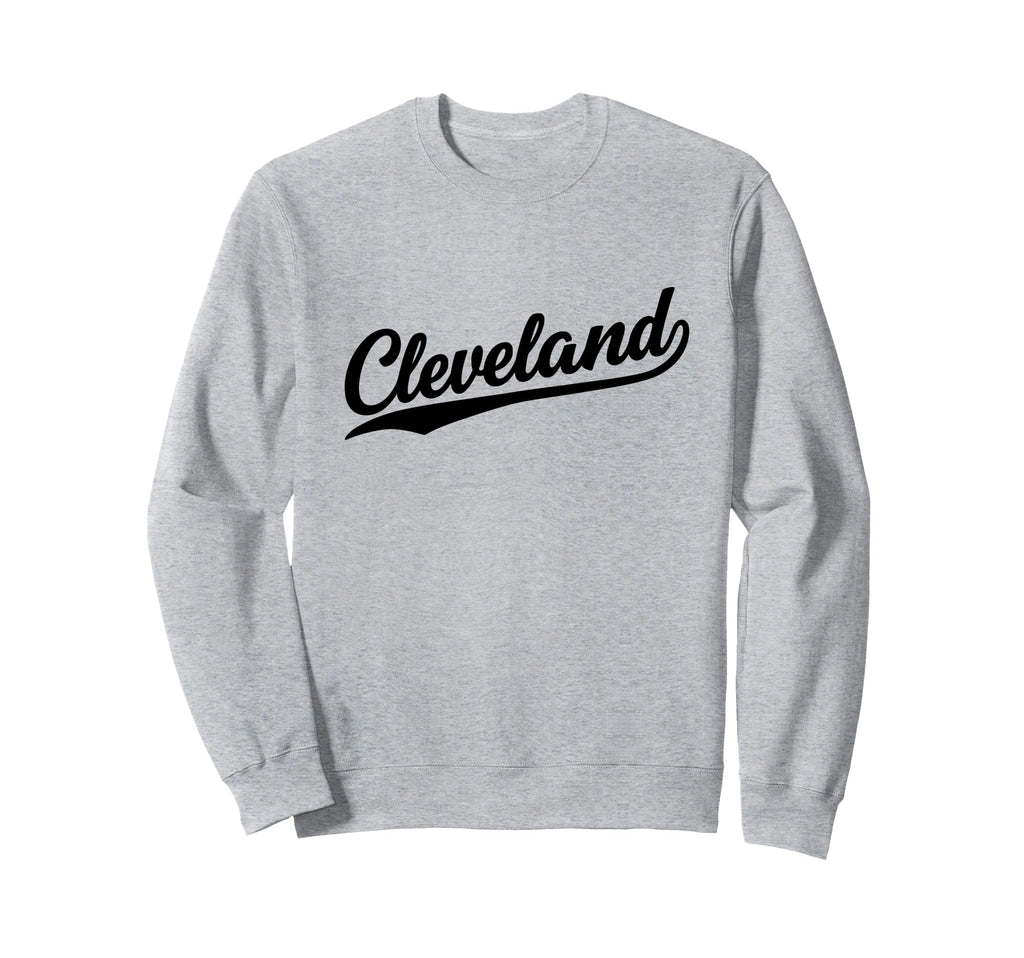 Cleveland Ohio Script 1970S Black Sweatshirt - Minimalist Print Men Women - T-Shirt, Sweatshirt, Hoodie