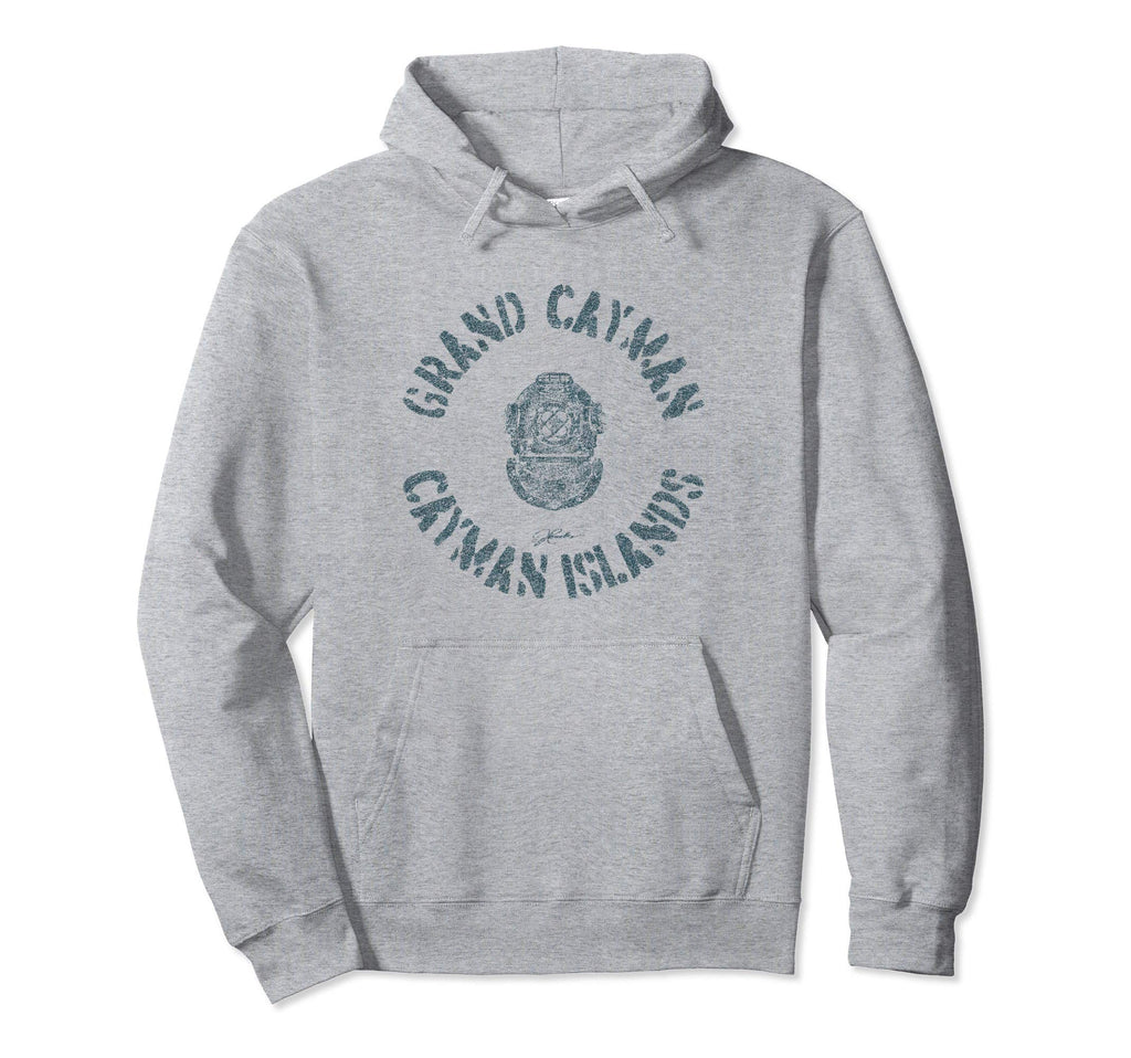 Jcombs Grand Cayman Dive Helmet Distressed Hoodie - Minimalist Print Unisex - T-Shirt, Sweatshirt, Hoodie