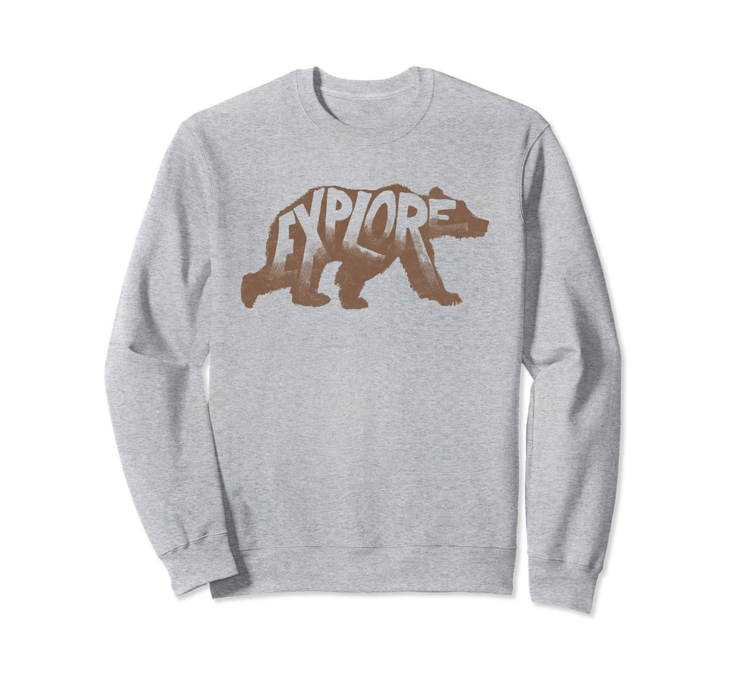 Explore Bear Typography Outdoors Sweatshirt - Casual Everyday Wear Unisex - T-Shirt, Sweatshirt, Hoodie