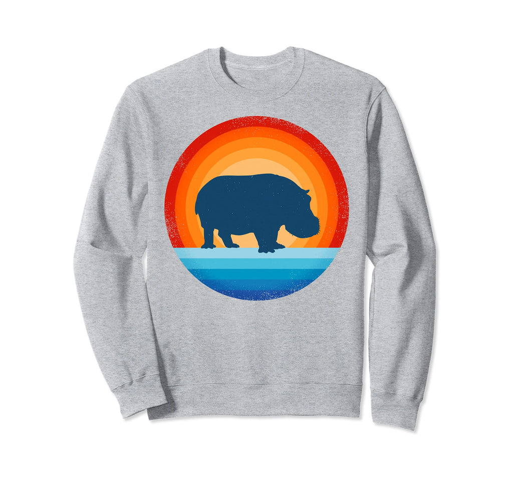 Hippo Hippopotamus 60 70S Sunset Sweatshirt - Unique Graphic for Adults - T-Shirt, Sweatshirt, Hoodie
